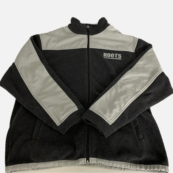 Roots Athletics Men’s Fleece Zip Up Jacket Gray Medium Size 40 Pockets Cozy Fall - Picture 3 of 10
